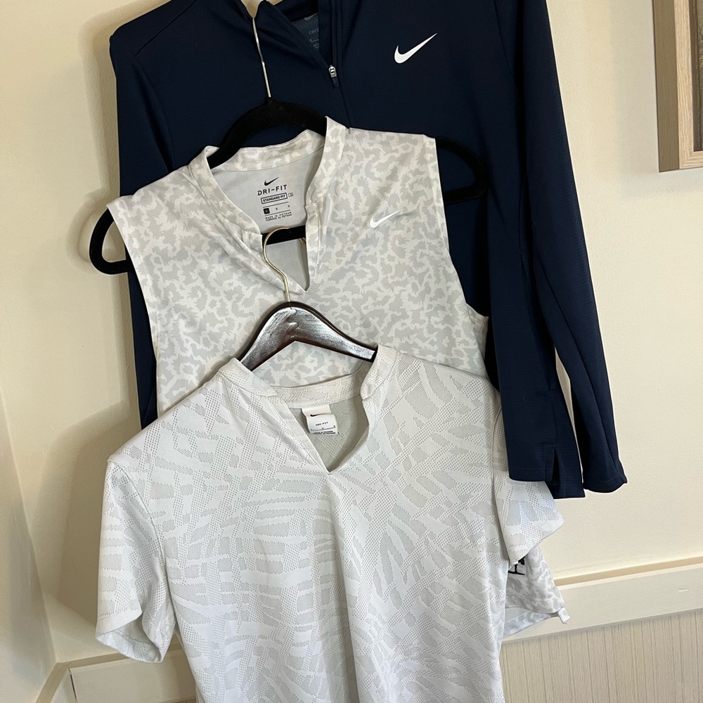 Women’s Nike Golf dri-fit, size Medium Jacket + 2 shirts